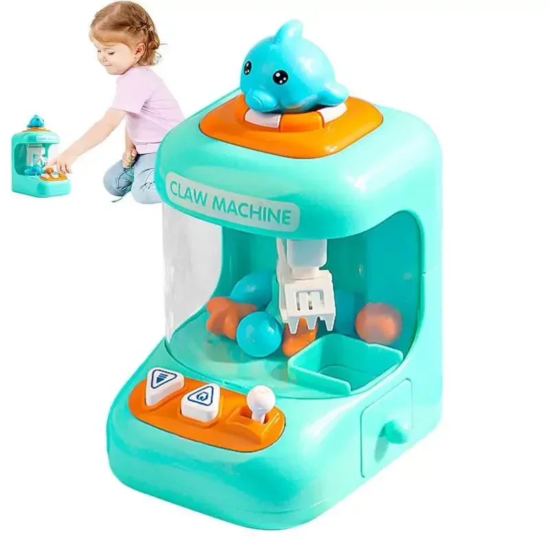 Mini Dolphin Doll Machine DIY Reward Children Electric Claw Doll Machine Toys Cartoon Portable Playing House Toys for Kids