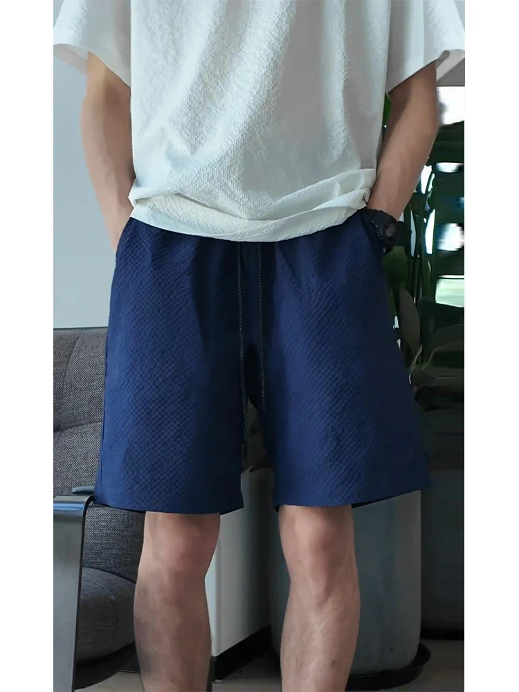 

Мужские летние повседневные брюки Blue Bubble Four-Quarter из тонкого американского спортивного ледяного шелка, быстросохнущие, до колена