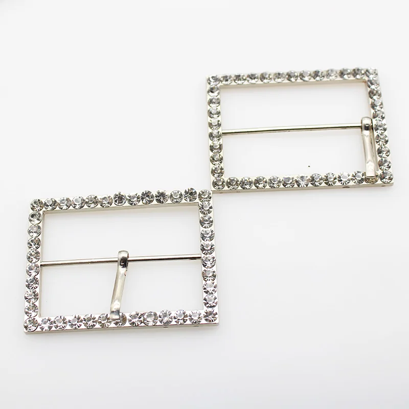 2Pcs 50*60MM Rhinestone Zinc Alloy Belt Buckle End Bar Heel bar Buckle Single Pin Belt Half Buckle For Leather Craft Bag Strap J