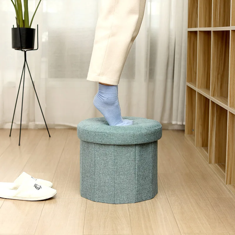 Coarse Hemp Foldable Toy Storage Stool Storage Shoe Changing Stool Circular Storage Stool Can Sit Storage Stool