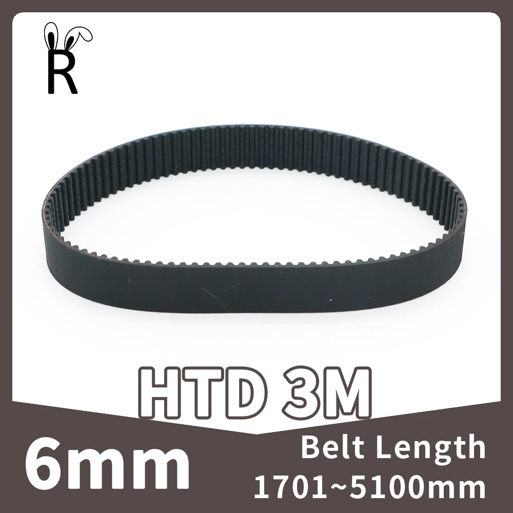 

HTD 3M Belt Width 6mm Timing Belt Length1701mm~5100mm Number Of 567Teeth~1700Teeth Closed Loop Rubber HTD3M Synchronous Belt 6mm