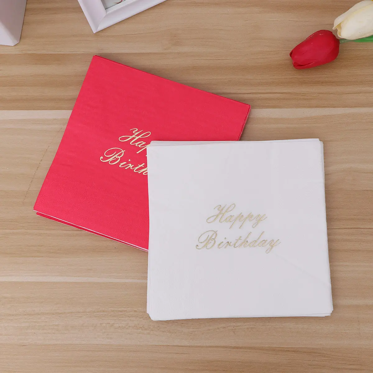 16Pcs Happy Birthday Printed Paper Napkins Decorative Eco Friendly 2-Ply Party Wedding Baby Shower Dinner Tissue Napkins