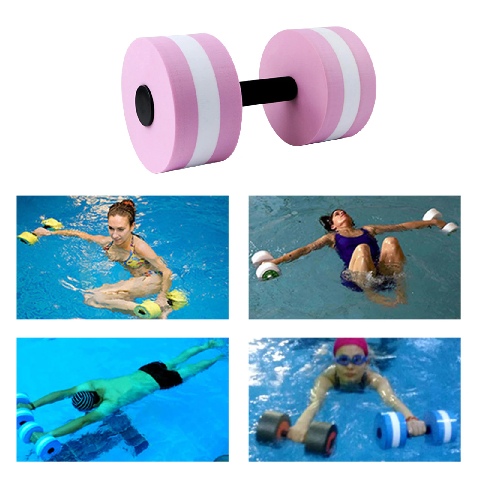 Mancuernas aeróbicas para piscina, mancuernas acuáticas de espuma EVA para ejercicio físico, flotador automático para piscina