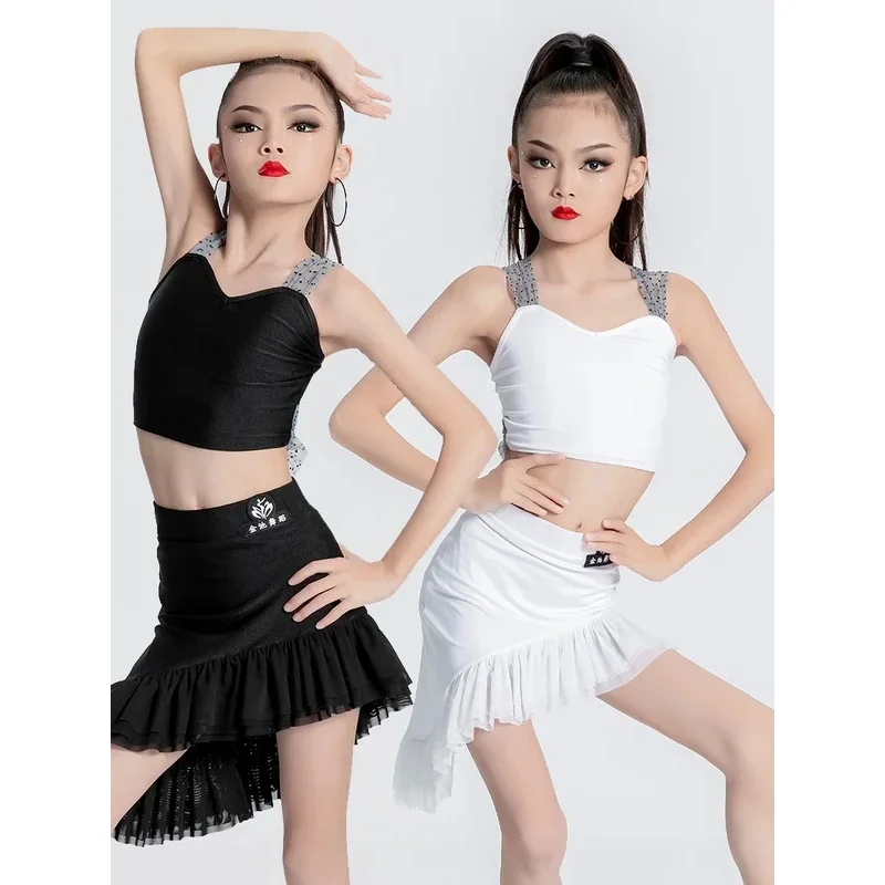 

Girl Latin Dance Dress Ballroom Children Dance Costume Salsa Black Kids Tango Dresses Dancing Stage Performance Clothing
