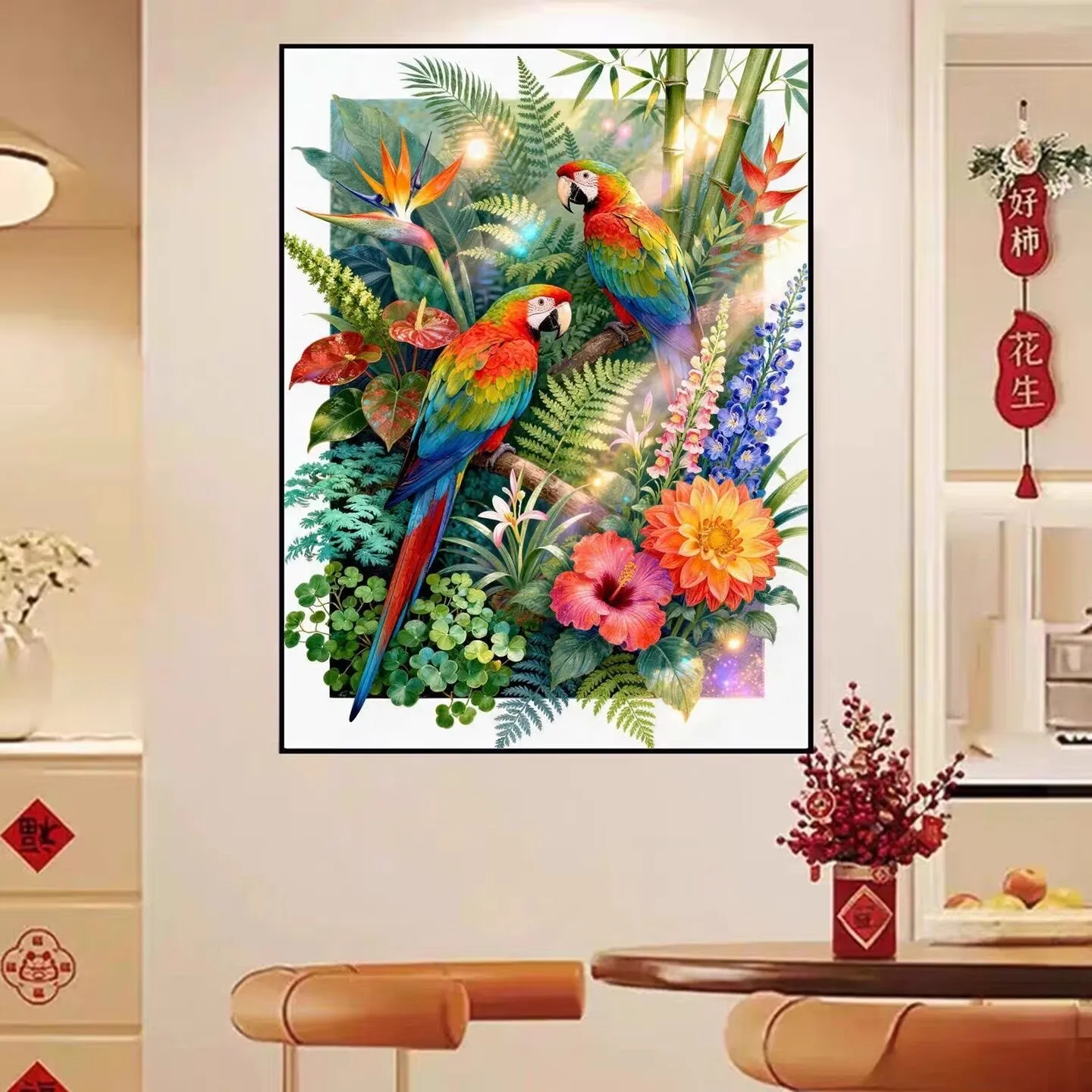 9CT 11CT DIY Cross Stitch Kit Parrots Embroidery Chinese Style Printed Set with Thread Needlework for Home Crafts 69 Colors