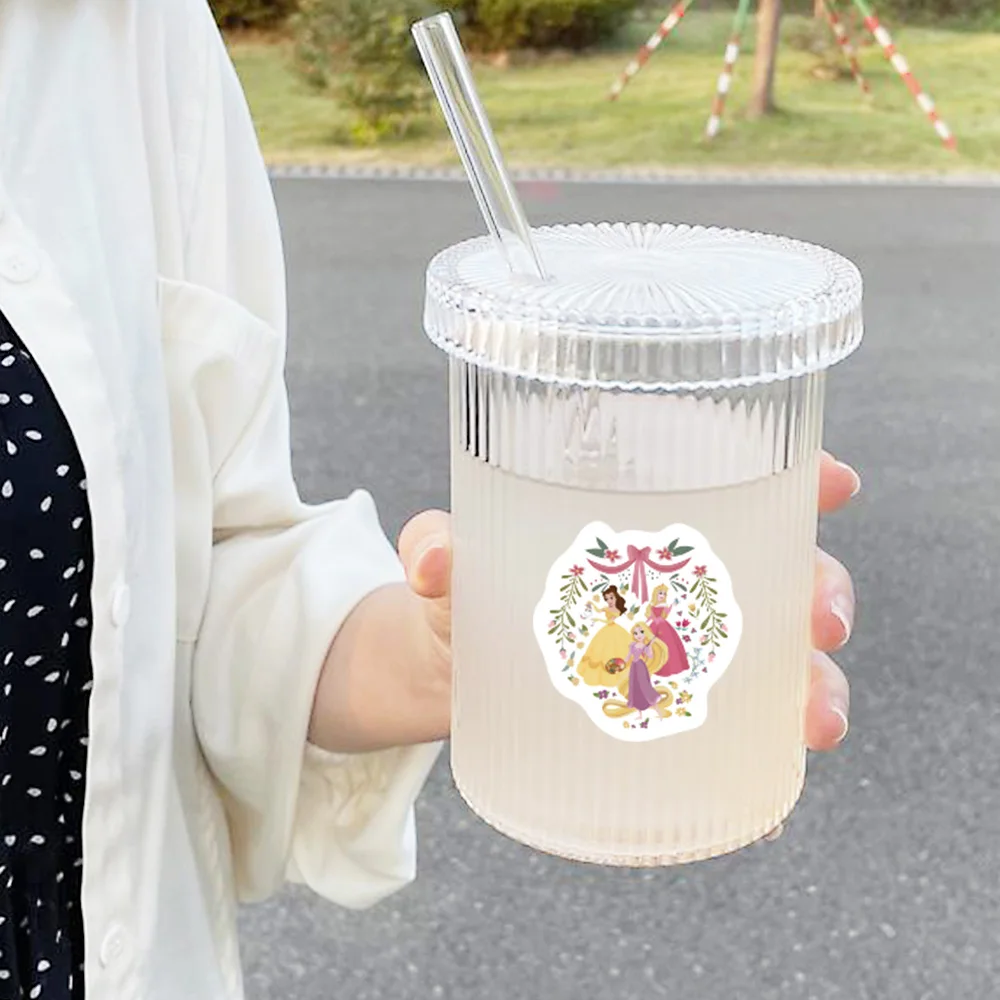 8 hojas de pegatinas estéticas de princesas de Disney, pegatinas impermeables de dibujos animados para álbum de recortes, cuaderno, decoración para nevera, regalo para padres