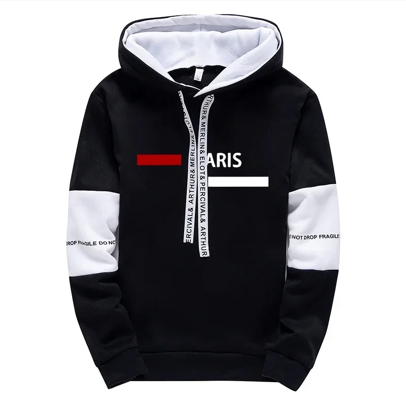파리 인쇄 남성 Tracksuit 캐주얼 스웨터 정장 단일 조각 후드 바지 스포츠 조깅 남성 의류 패션 streetwear