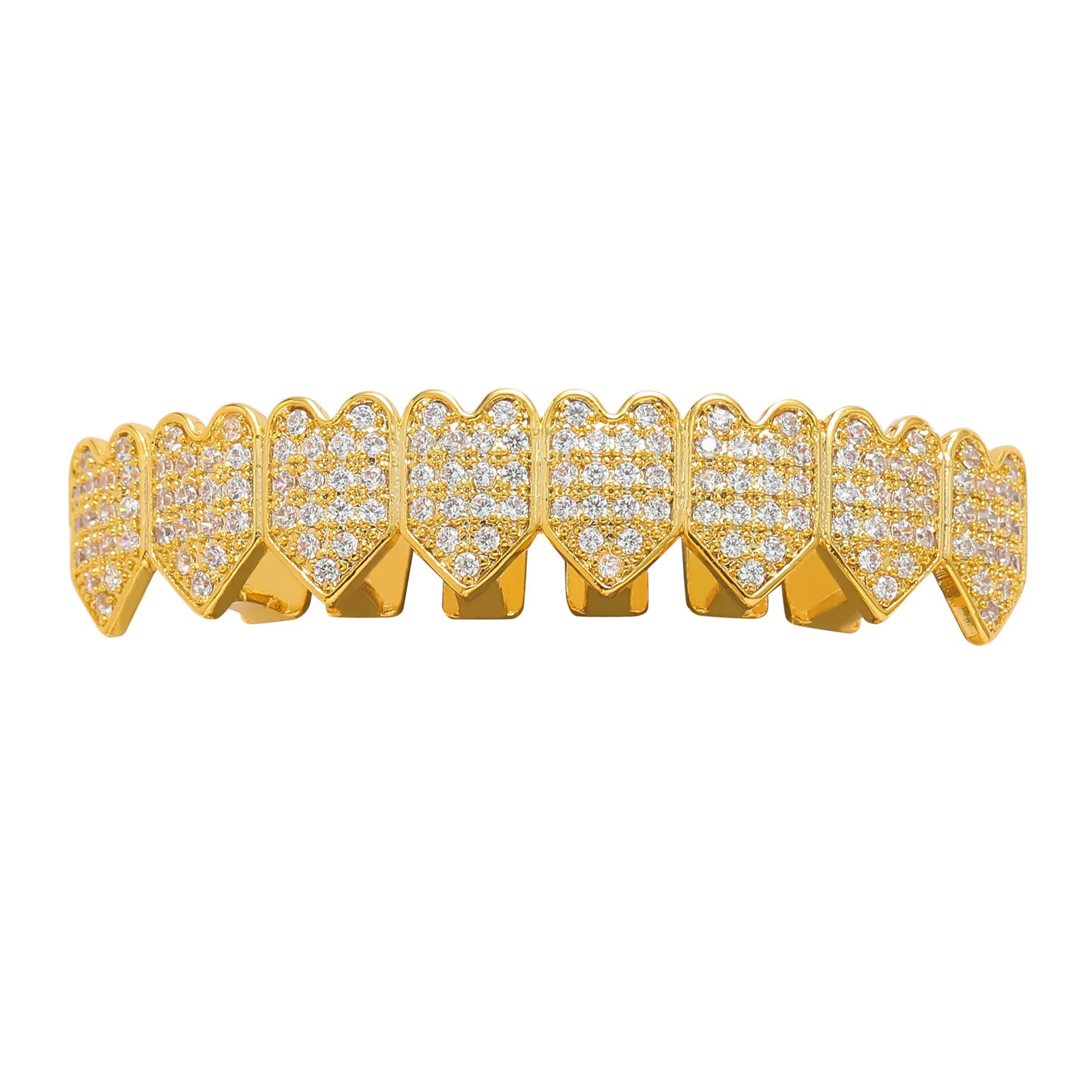 Hip Hop Full CZ Stones Teeth Grillz Caps Cubic Zircon Iced Out Micro Pave Top & Bottom Charm parrillas Set para hombres y mujeres joyería