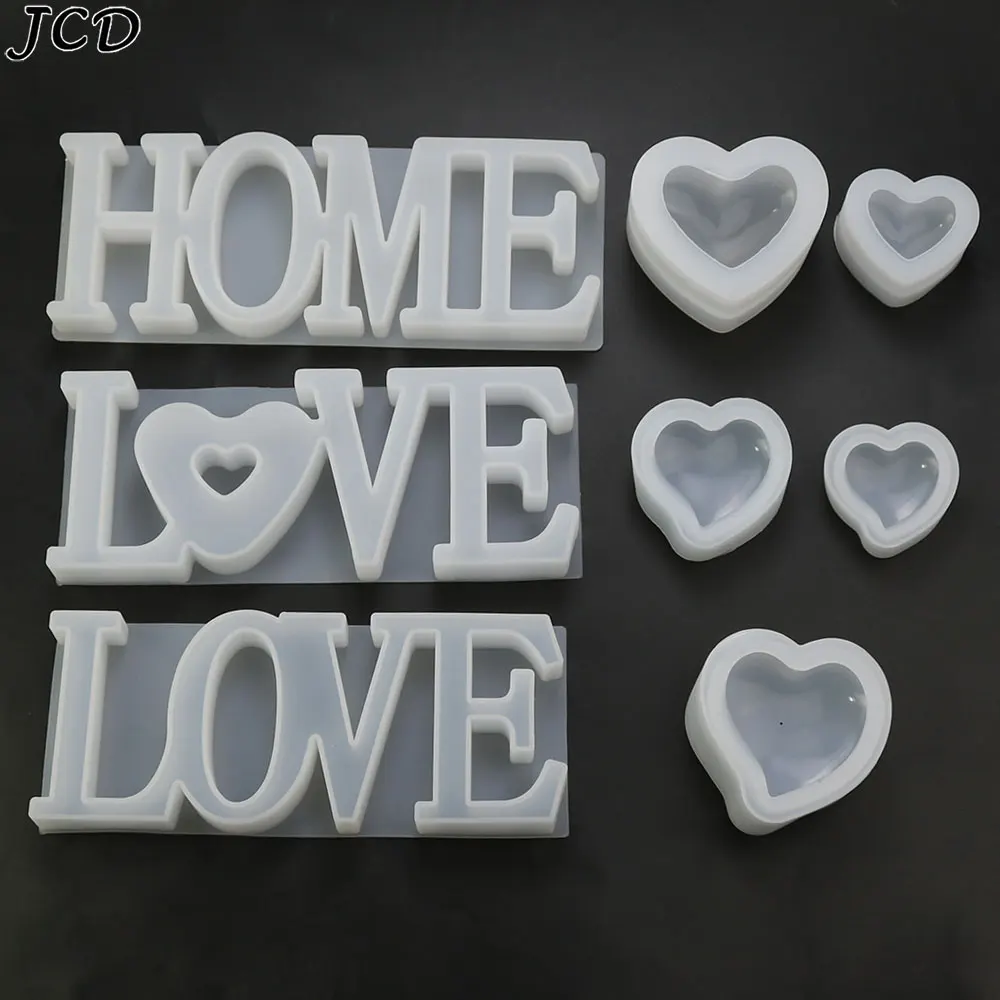Jcd 3d Herzform nach Hause Liebe Silikon form Buchstaben Gips Kerzen form DIY Haupt dekoration Schmuck herstellung Werkzeug