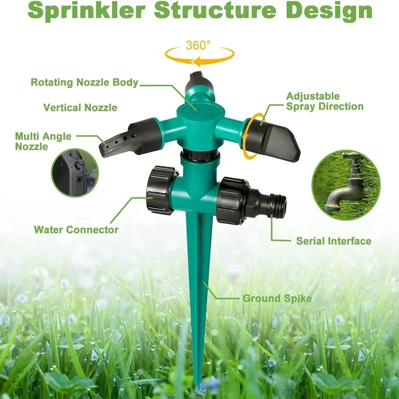 1PCS 360° Rotation Lawn Water Sprinkler Garden Auto Irrigation System Agriculture Lawn Sprinklers Farm Yard Watering Sprayer