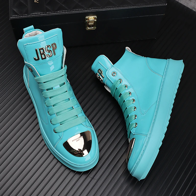 New Arrival Men Fashion Casual Ankle Boots Spring Autumn Luxury Designer Youth Trending Metal Side Zipper High Top Sneakers