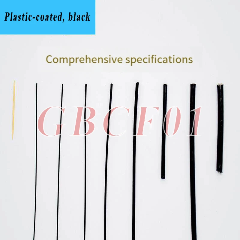 304 Stainless Steel Black Plastic Coated Wire Rope - Flexible PVC Coated Cable, Soft Steel Wire 1/1.2/1.5/2mm-6mm