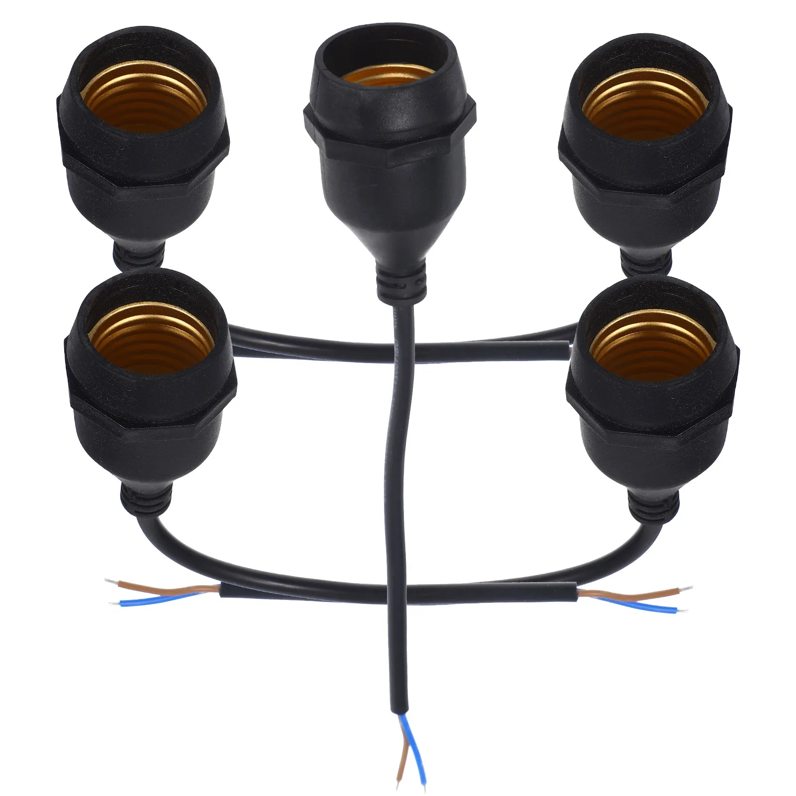 

5pcs E27 Waterproof Lamp Holder Sockets 30cm Black Single Head Copper Rubber Material Light Bulb Base Suitable for Kitchen