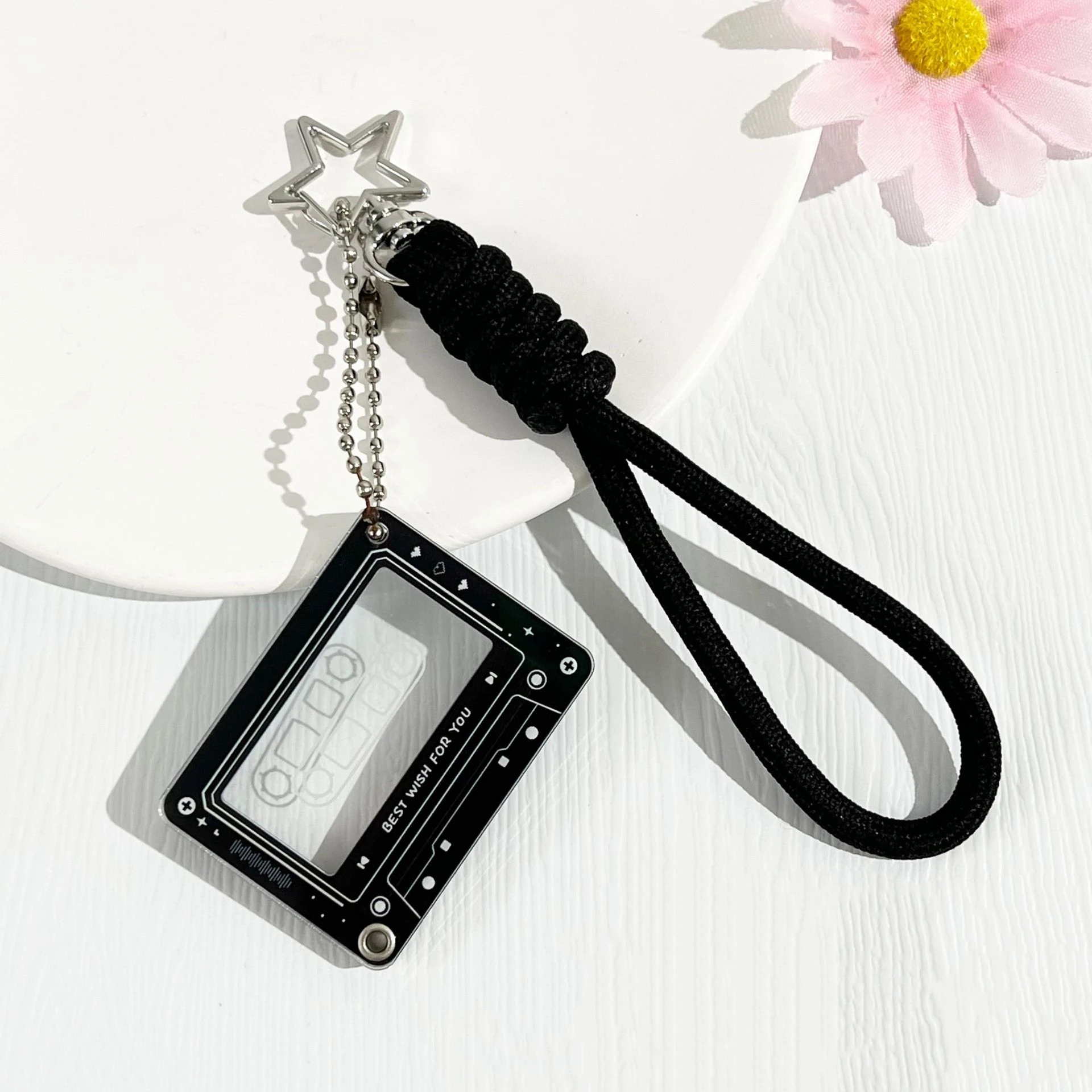 Y2K Photocard Holder Keychain Acrylic Music Player Shape Slide Idol 1 Inch Photo Frame Card Holder Ins Style Kpop Bag Pendant