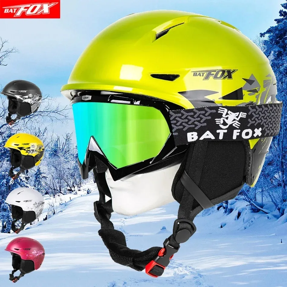 BATFOX-casco de esquí profesional medio cubierto, cascos deportivos moldeados integralmente para hombre y mujer, cascos de Snowboard para esquí y nieve