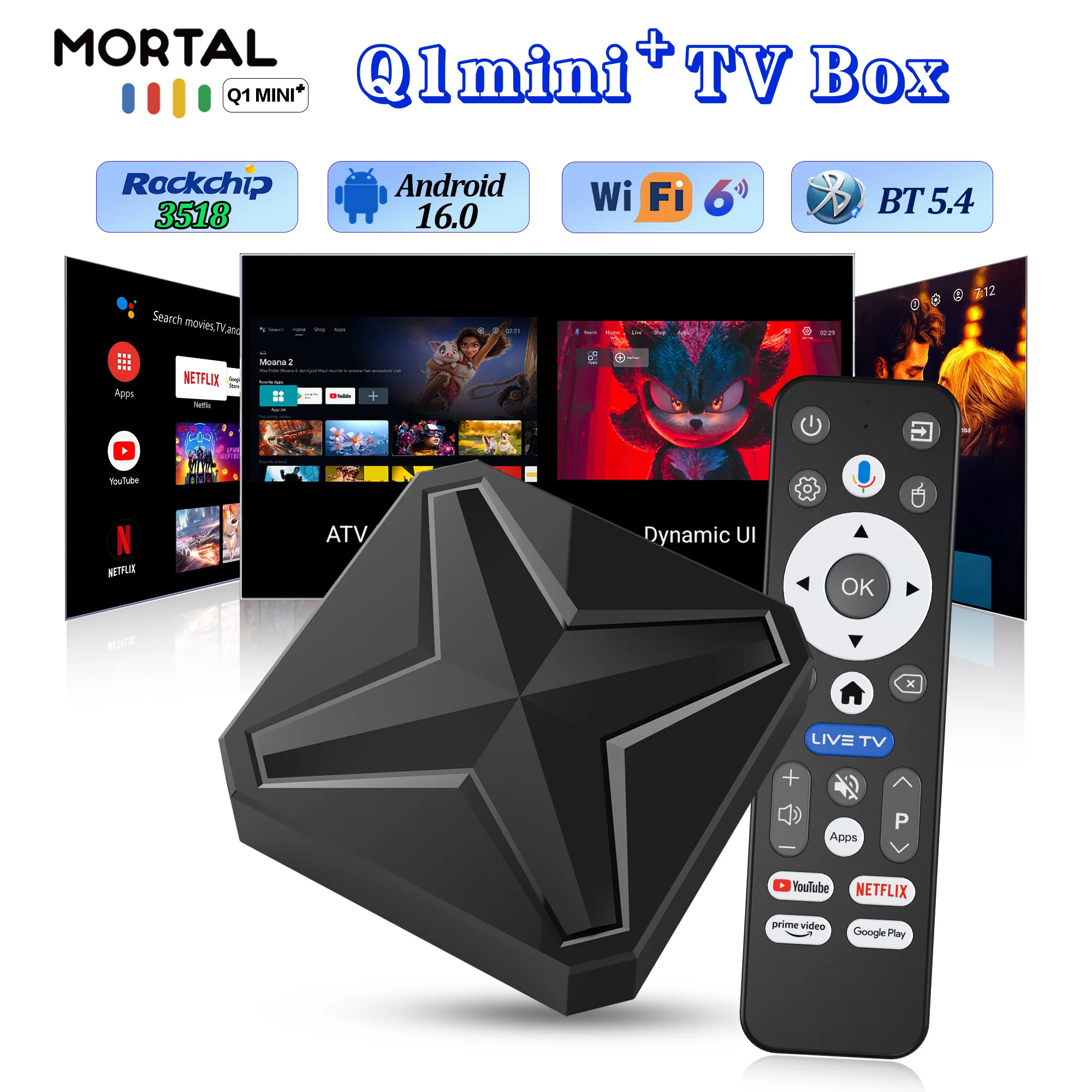 Q1 mini+ 8K HD Smart Android TV Box 8GB 128GB Streaming Media Player RK3518  BT5.4 Wifi 6 Google Voice Assistant Set Top Box