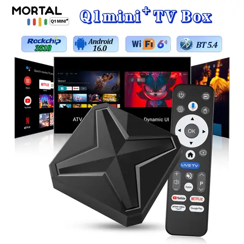 Q1 mini+ 8K HD Smart Android TV Box 2GB 16GB Streaming Media Player RK3518  BT5.4 Wifi 6 Google Voice Assistant Set Top Box