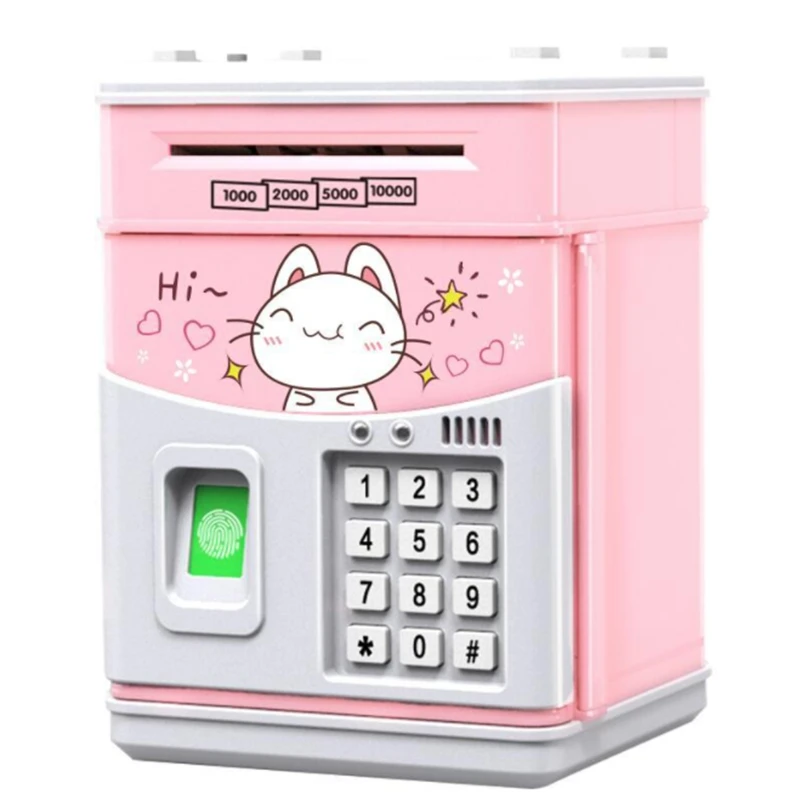 Electronic Piggy Bank Kids Coin Bank with Code, Electronic Money Banks Money Box for Kids,Kids Safe Bank Pink Cat