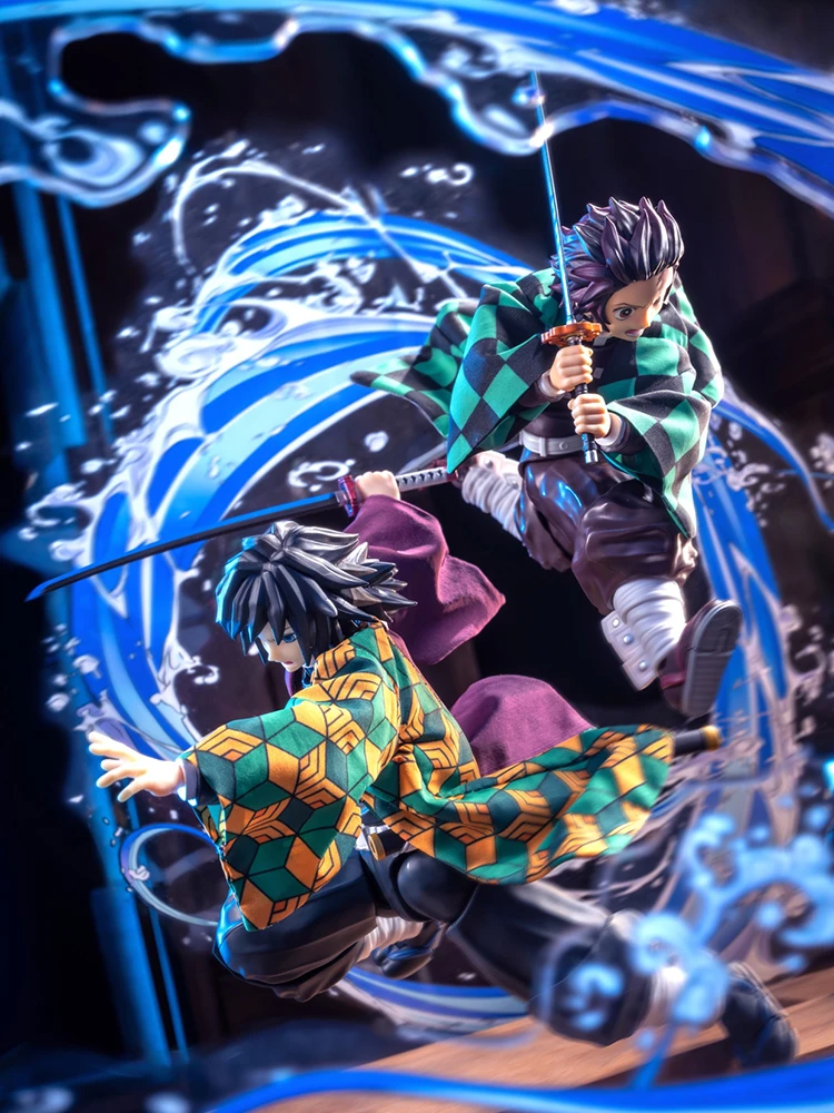 1/12 Kamado Tanjirou 불꽃 격자 무늬 윈드 브레이커 Tomioka Giyuu 스파우트 Shf Anime Demon Slayer Soldier 용 색상 장난감 액세서리