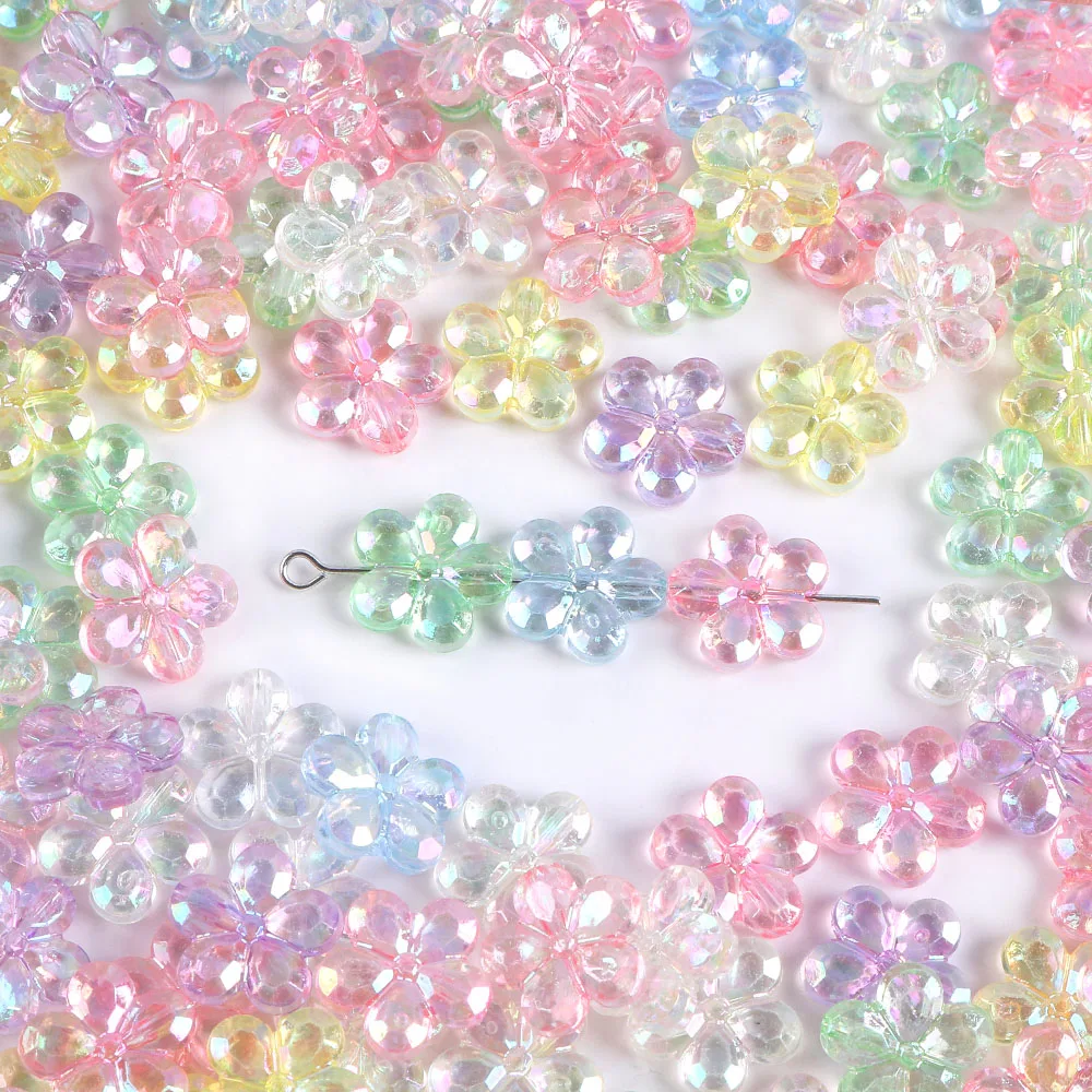 30pcs Sweet Colorful Flowers Acrylic Charms Bead for Jewelry Making DIY Keychain Necklace Earring Accessories Wholesale
