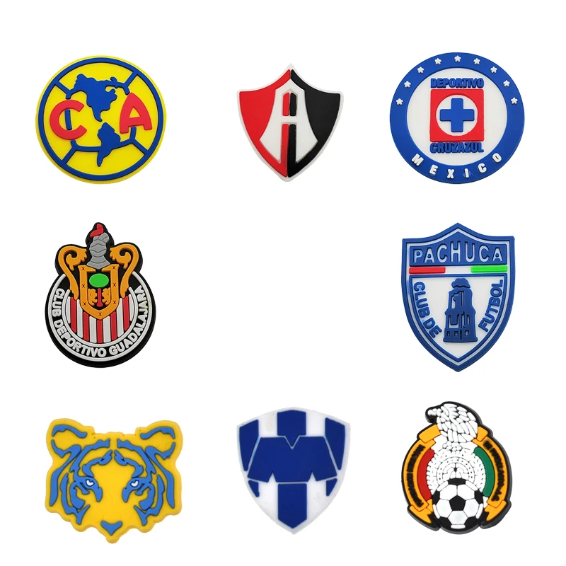 50 個メキシコフットボールクラブ rayados チームロゴピングアダラハラ靴チャームアメリカシリコーンティグレス飾りドロップシップ 1