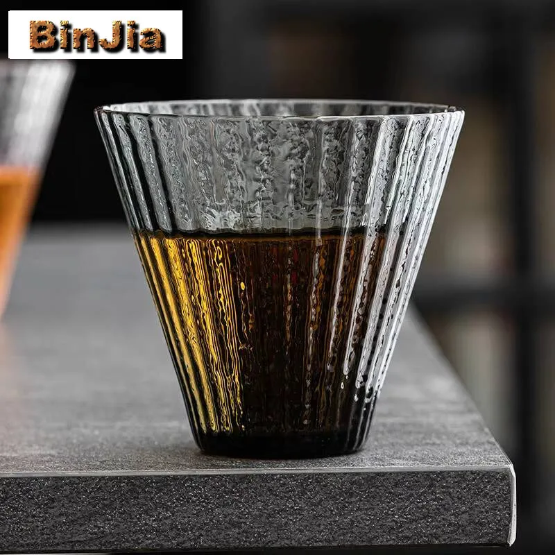 

175Ml Japanese Vertical Hammer Patterned Glass Tea Cup Aesthetic Bar Wine Creative Lead-Free Water Coffee Mug Drinking
