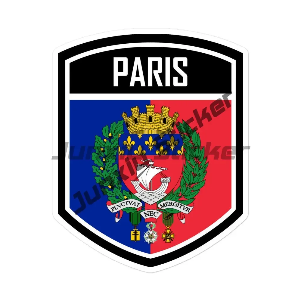France Coat of Arms Flag Stripe Racing Badge Decal - Paris Eiffel Tower Notre Dame Exterior Sticker for Cars Bikes Laptops