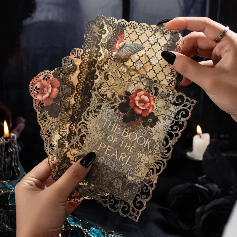 10Pcs Pack Material Paper Gothic Romance Lace Hollow Out Handbook Notebooks Material Writing Pads Scrapbook 172*115mm