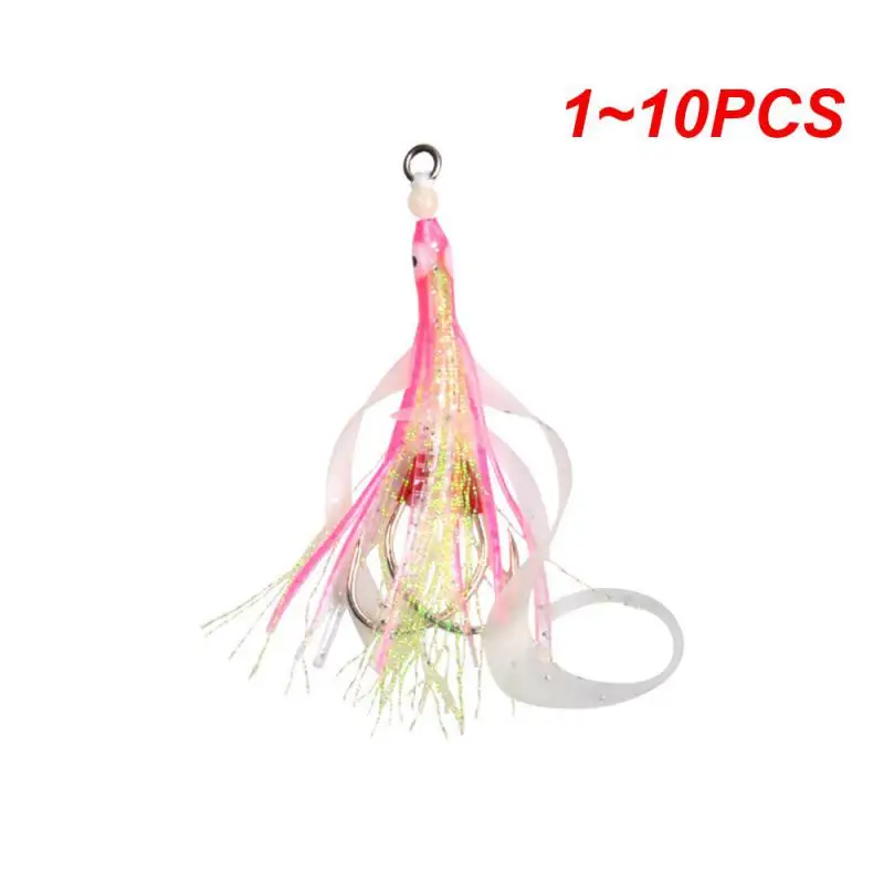 

1~10PCS Soft Silicone Squid Skirt Lure 15#17#19# Slow Jigging Assist Hook Luminous Trolling Bait Saltwater Sea Fishing