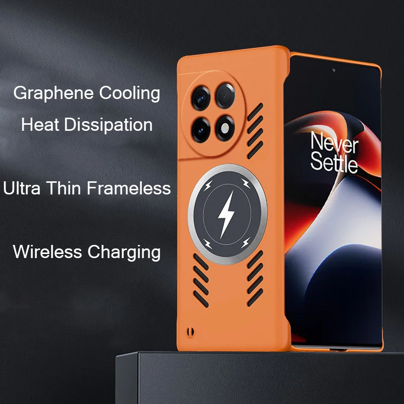 

Graphene Cooling Case for Oneplus 11 ACE 2 2V 10 Pro 10R Case Frameless Heat Dissipation Cover Magnetic Wireless Charging Case