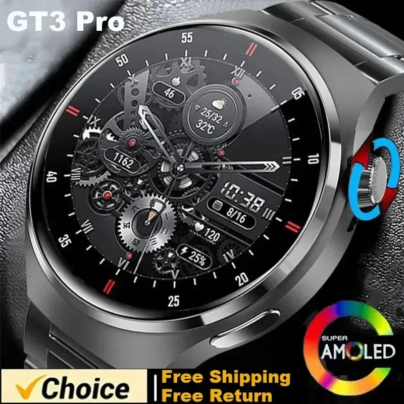 2024 New Smart Watch Men Women AMOLED 420*420 HD Screen Heart Rate Bluetooth Calls Waterproof SmartWatch Android IOS For Huawei