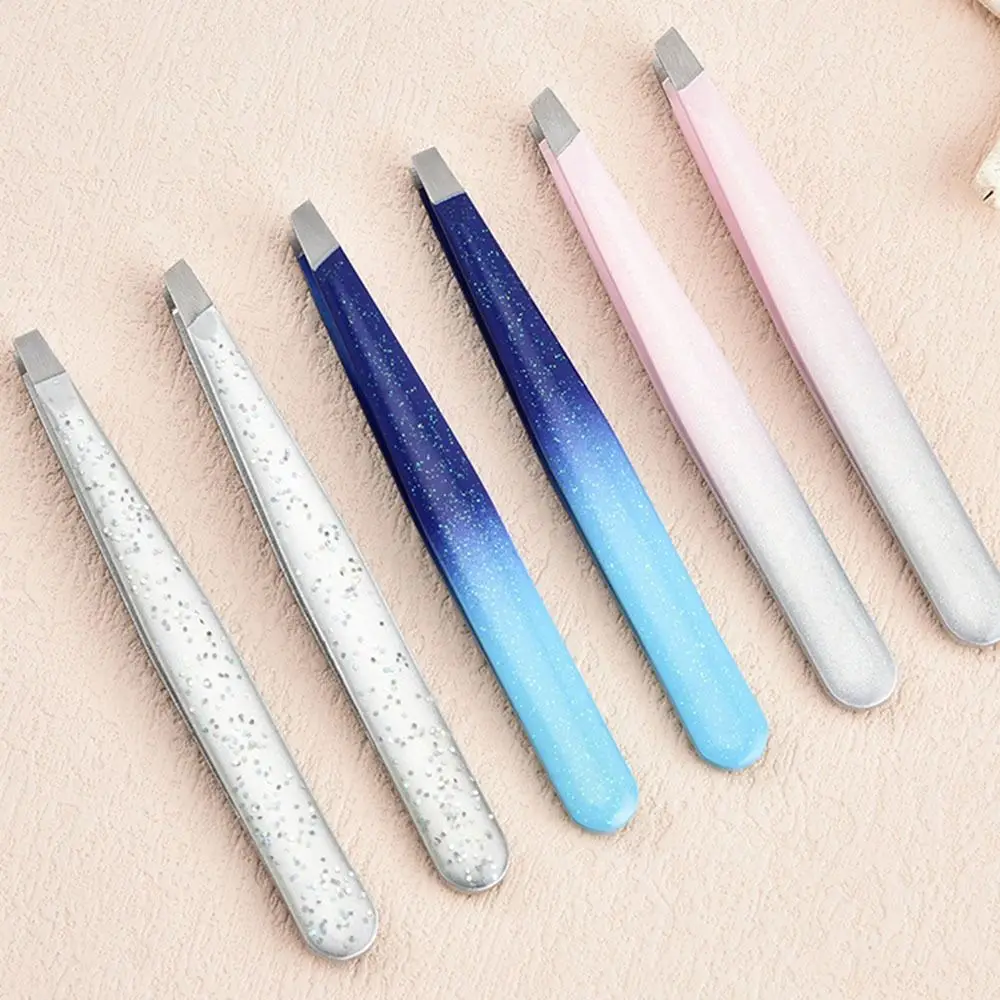 EyebloggTweezer-Pince à épiler à paillettes, Portable, pio, Biseau, Rose, Bleu, Retrait des sourcils, Dégradé, Outils de maquillage, Nettoyer les cheveux Jules