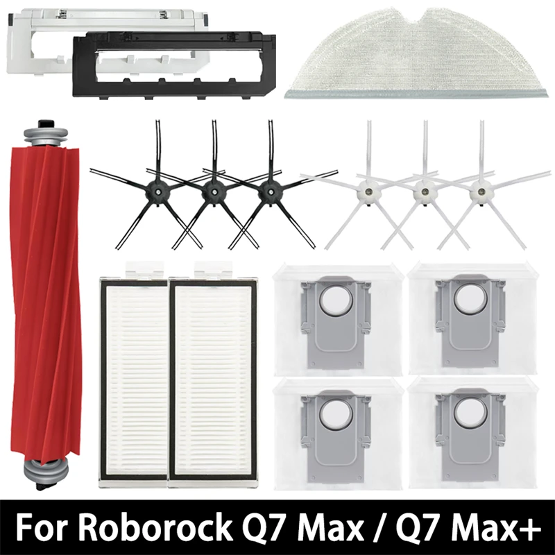 Accesorios para Roborock Q7 Max / Q7 Max+ / Q7 Plus / T8: Cepillo principal, cepillo lateral, filtro HEPA, mopa, repuestos para robot aspirador.