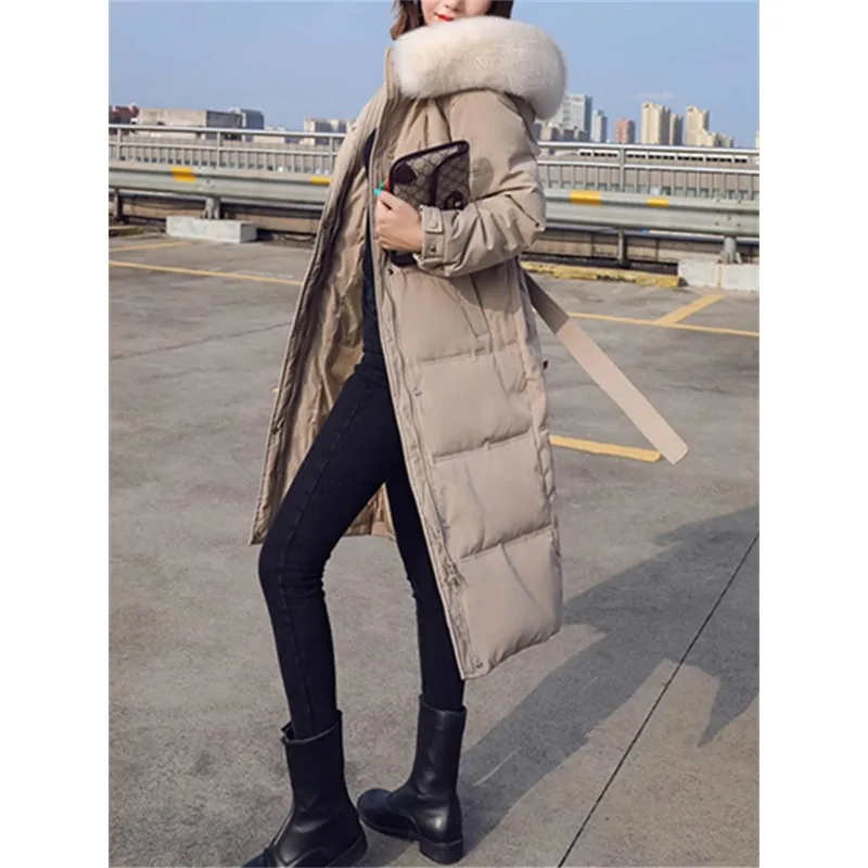 Botvotee Parkas for Women Fall Winter 2023 New Fashion Long Sleeve Thicken Warm Jackets Chic Fur Collar Solid Loose Long Coats