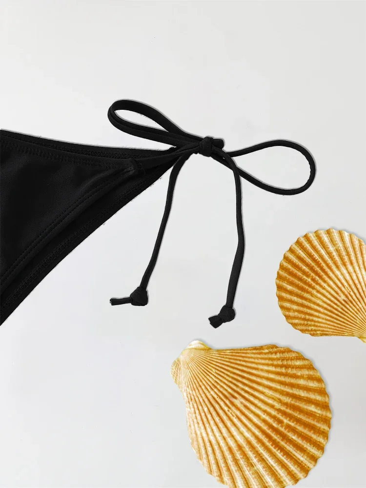 2 unids/set 2025 traje de bikini de moda y sexy para mujer traje de baño triangular cuerda ropa de playa Tanga bikini brasileño traje de una pieza