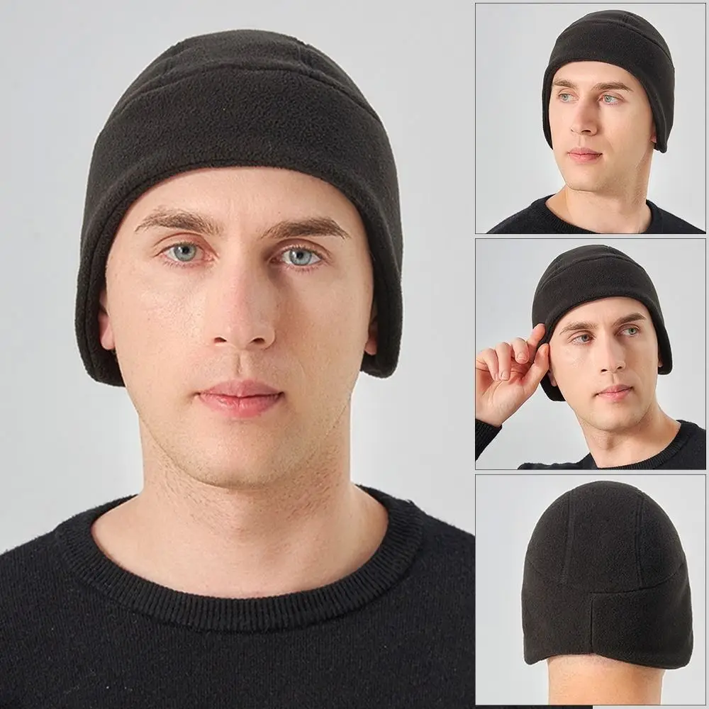 Winter Polar Fleece Beanie Hat Warm Thermal Earmuffs Riding Hat Slouchy Windproof Ski Cap for Men Women