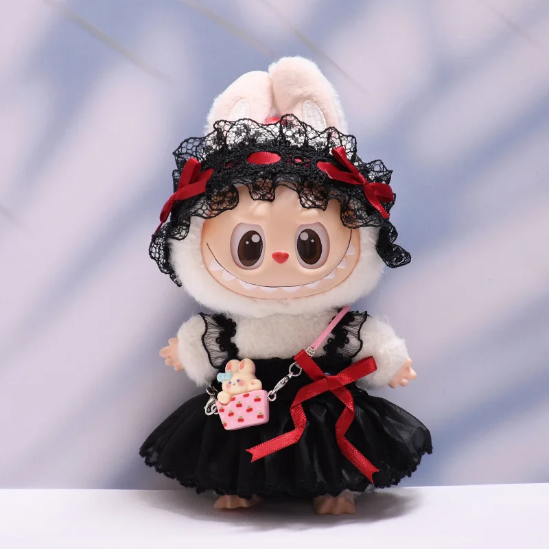 Solo vestire 1°/2°/3° Labubu Ciondolo Abiti per bambole Fiocco in pizzo Abito in tulle Moda Labubu Accessori di abbigliamento