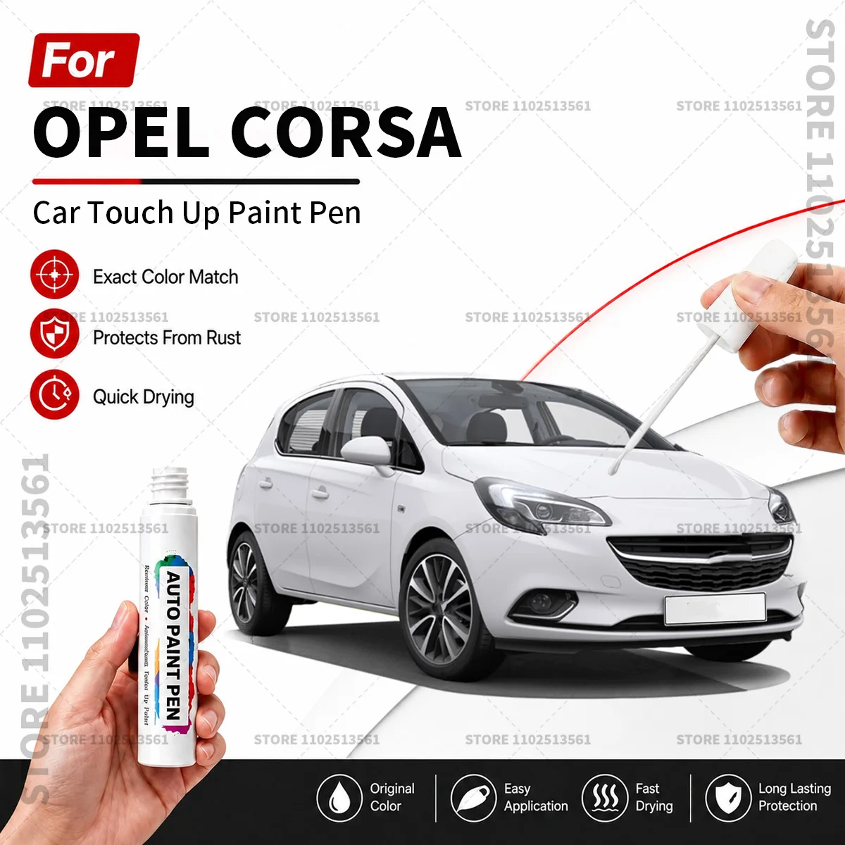For OPEL CORSA White Blue Vehicle Paint Touch Up Pen Car Scratch Remover Repair Marker Waterproof DIY Auto Body Maintenance Tool