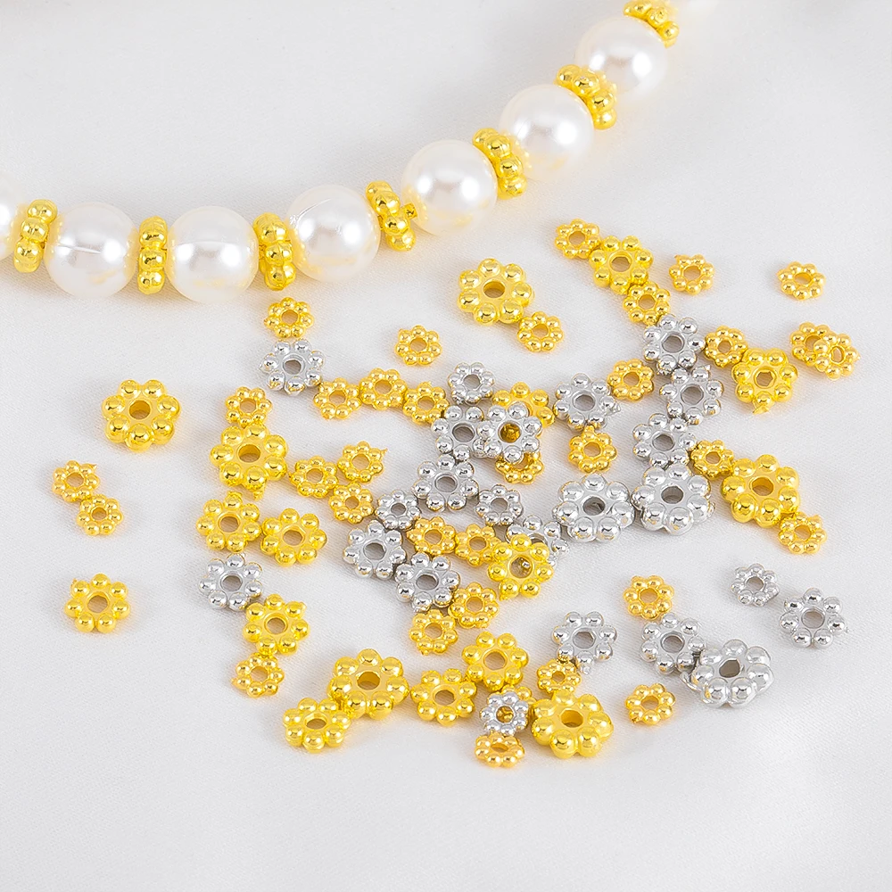 200pcs CCB Flower Shaped Spacer Beads Plastic Snowflake Spacers for DIY Beaded Bracelet Charms Sewing Jewelry Making Accessories