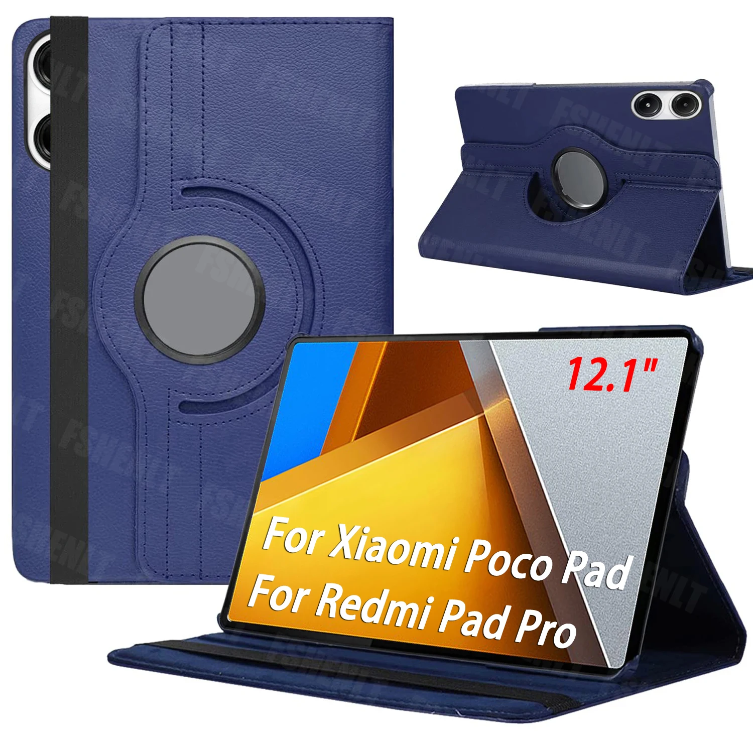 

Чехол для Xiaomi Poco Pad 12,1 дюйма, 2024, чехол из искусственной кожи, вращающийся, с несколькими углами, с подставкой, защитный чехол для сна и пробуждения для Redmi Pad Pro
