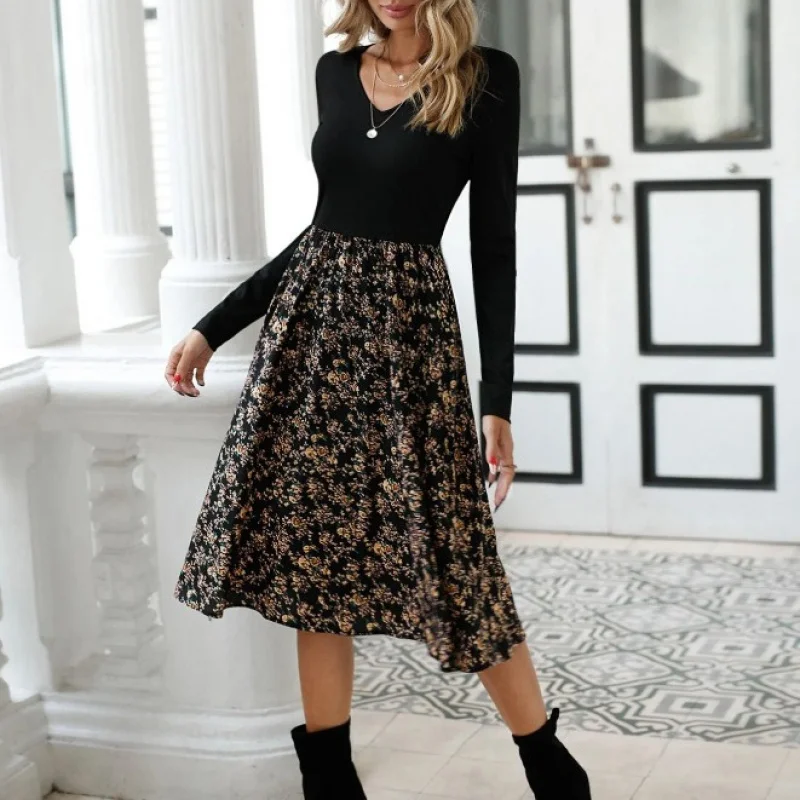 Europe and America BorderStation Floral Dress 2024 Spring Foreign Trade Women's Clothing Temperament E