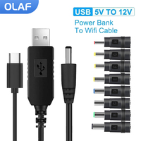 1M Power Boost Cable DC 5V to 9V/12V Power Bank To Wifi Cable USB/TYPE-C Power Boost Cable for Wifi Router Modem Fan Speaker