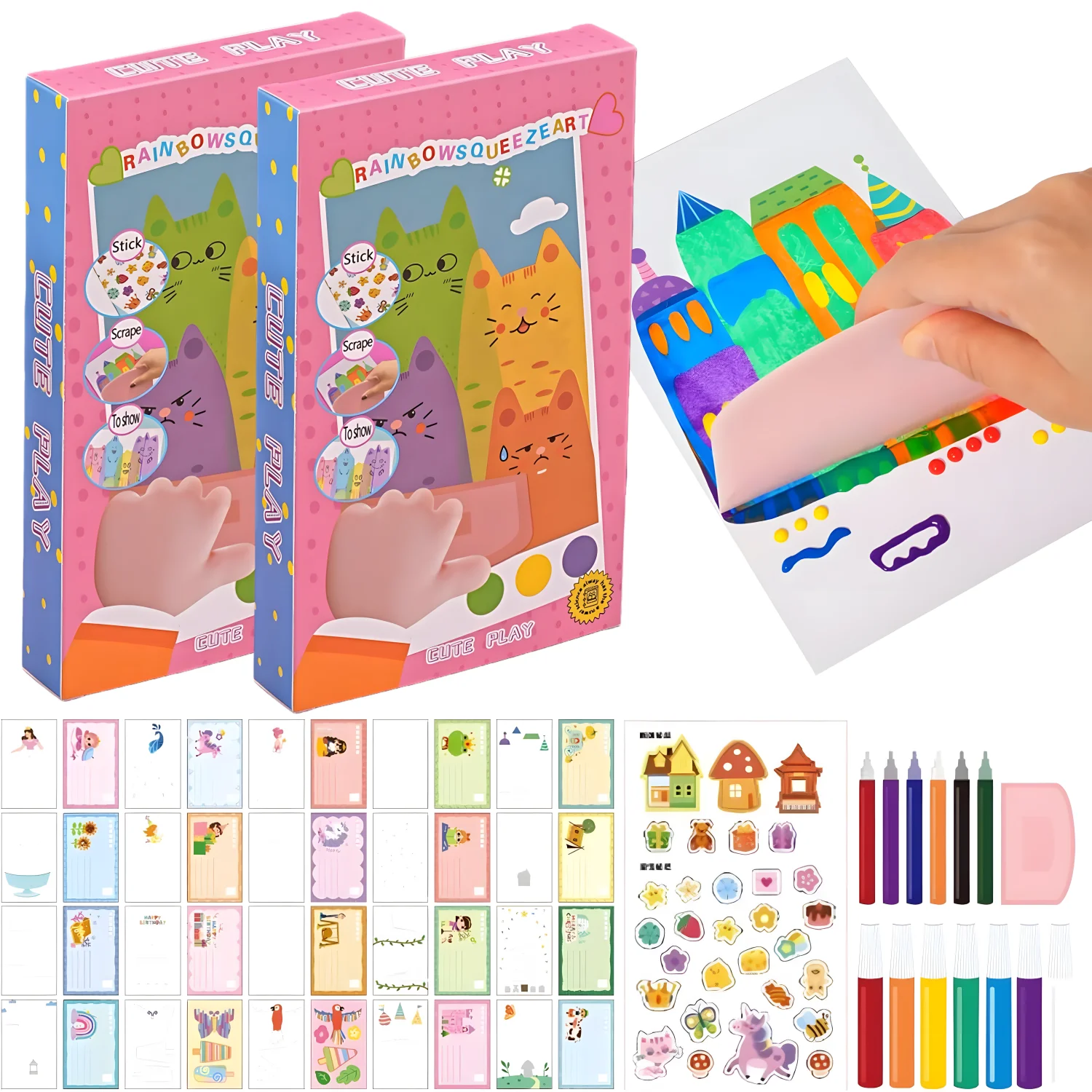 Rainbow Magic Scratch Art Set, 20 Premium Scratch Paper Sheets with 7-Color Tools,Creative Christmas Gift,With Stickers
