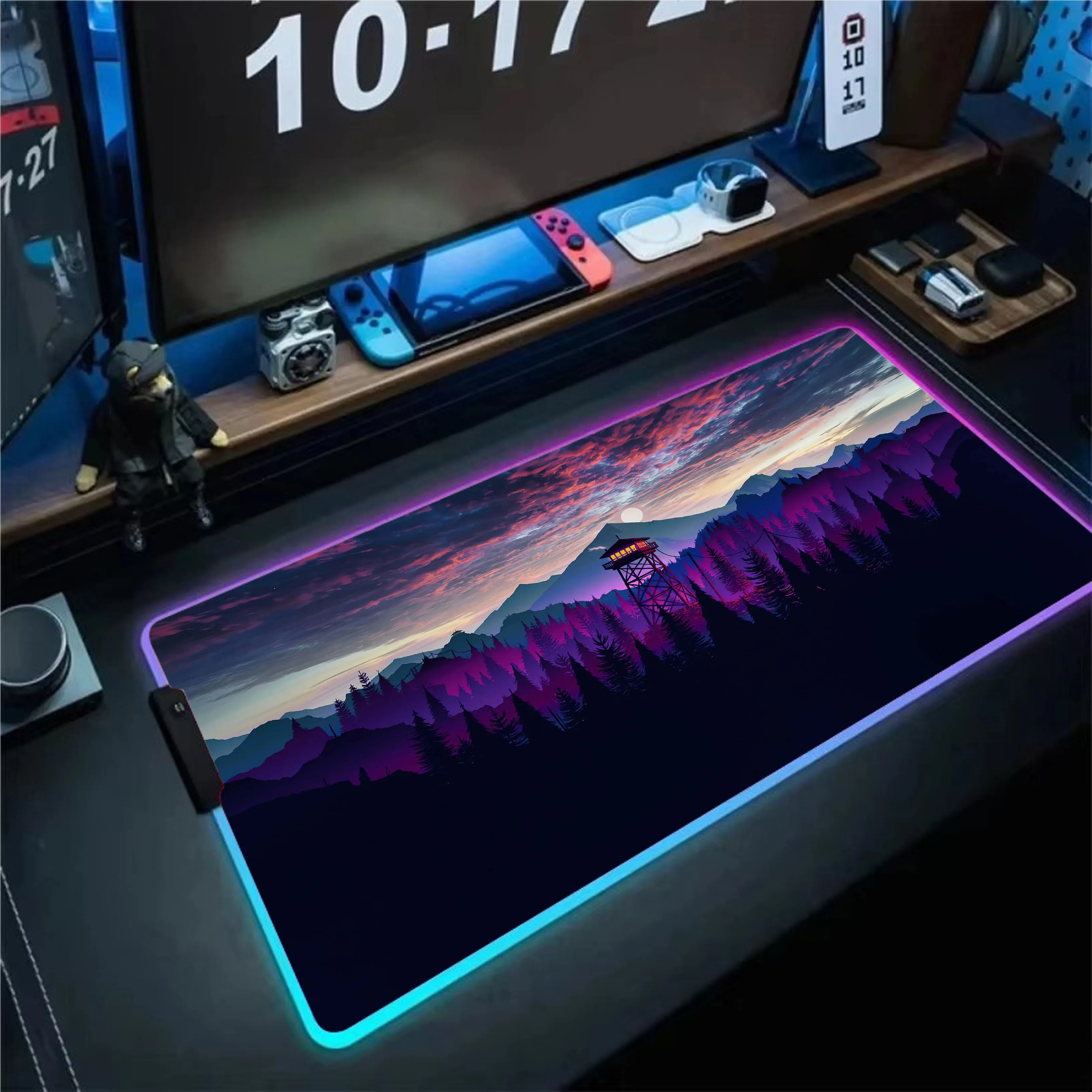 RGB Backlight Forest Scenery Large Mousepad XXL Office Mouse Pad Gaming Carpet Locking Edge Mouse Mat Game Keyboard Pads