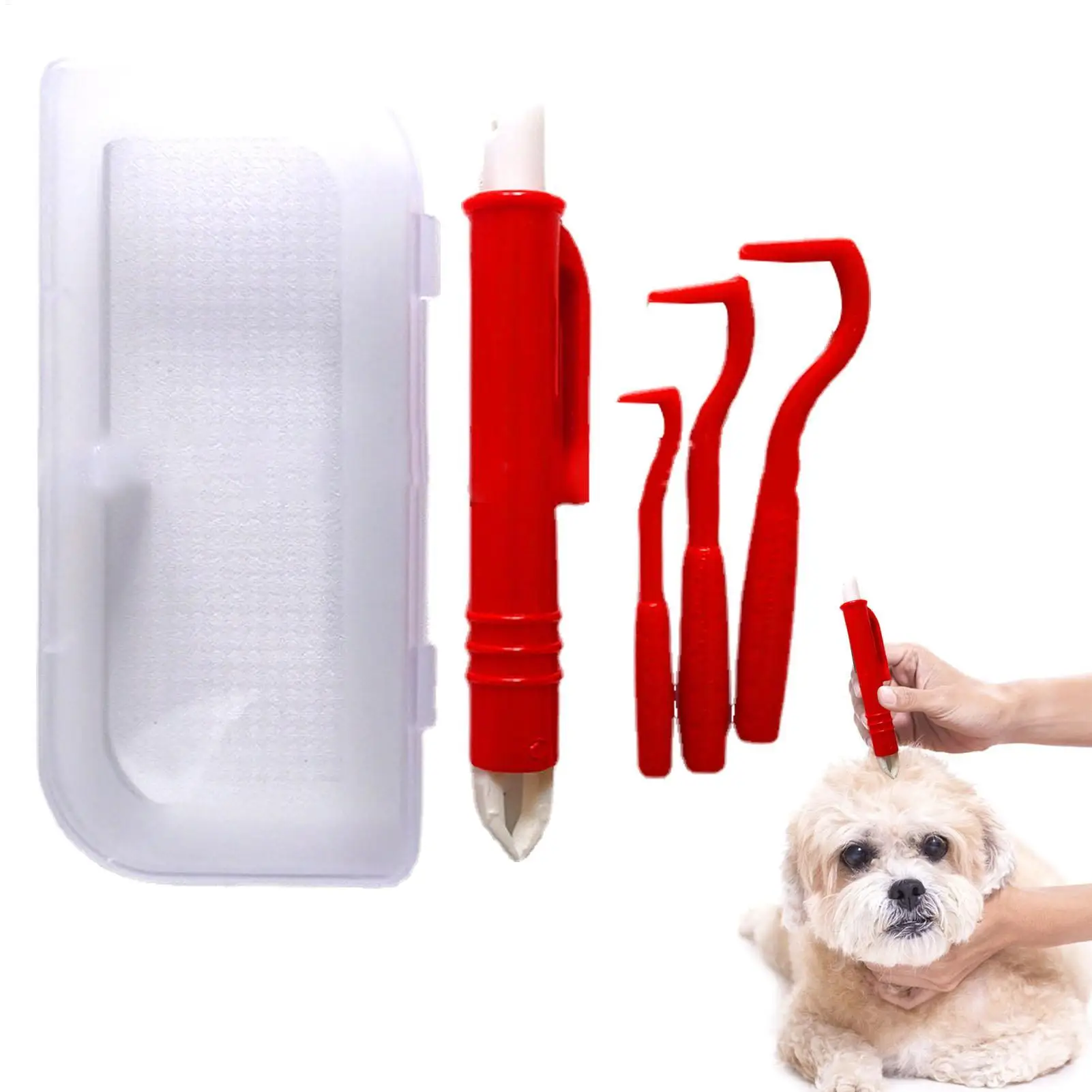 Dog Tick Remover Tool 4 Pcs Tick Removal Tweezers Hooks Comb Kit Easy Using Tick Removal Supplies for Cats Dogs Pets Horses