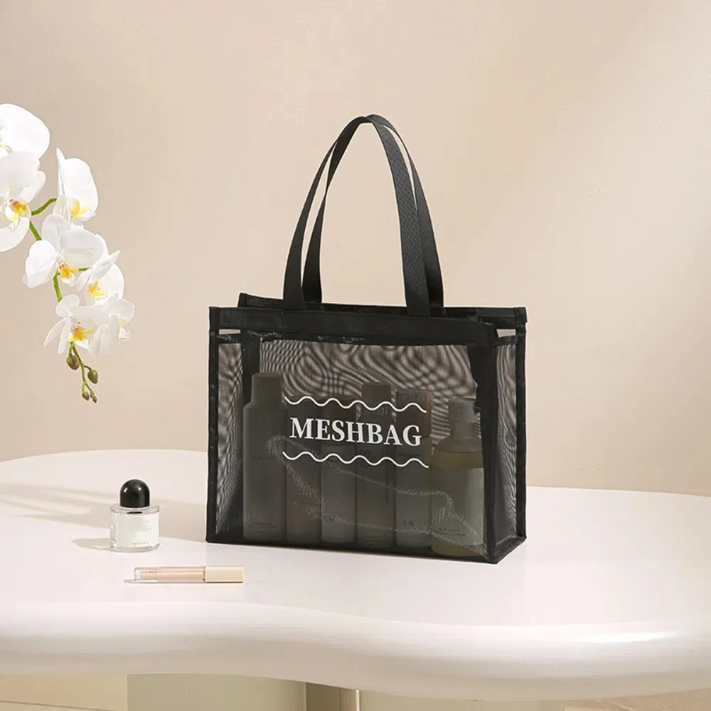 

Multifunction Mesh Makeup Wash Bag Large Capacity Swim Hollow Tote Bag Beach Waterproof Toiletry Storage Bag Handbag