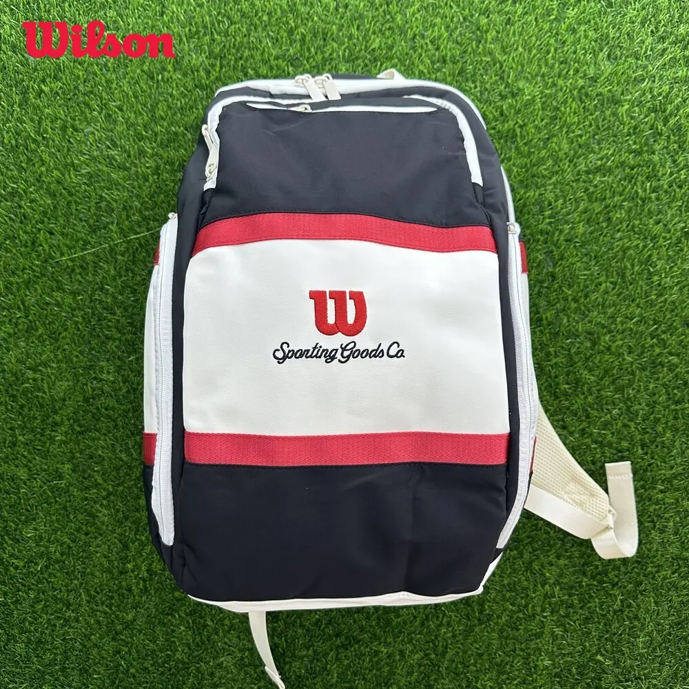 Wilson 2024 Tennis Bag New COURAGE Series Red, White, Black Backpack 9-Pack Tennis Racket Bag Accessories Bag for Men and Women