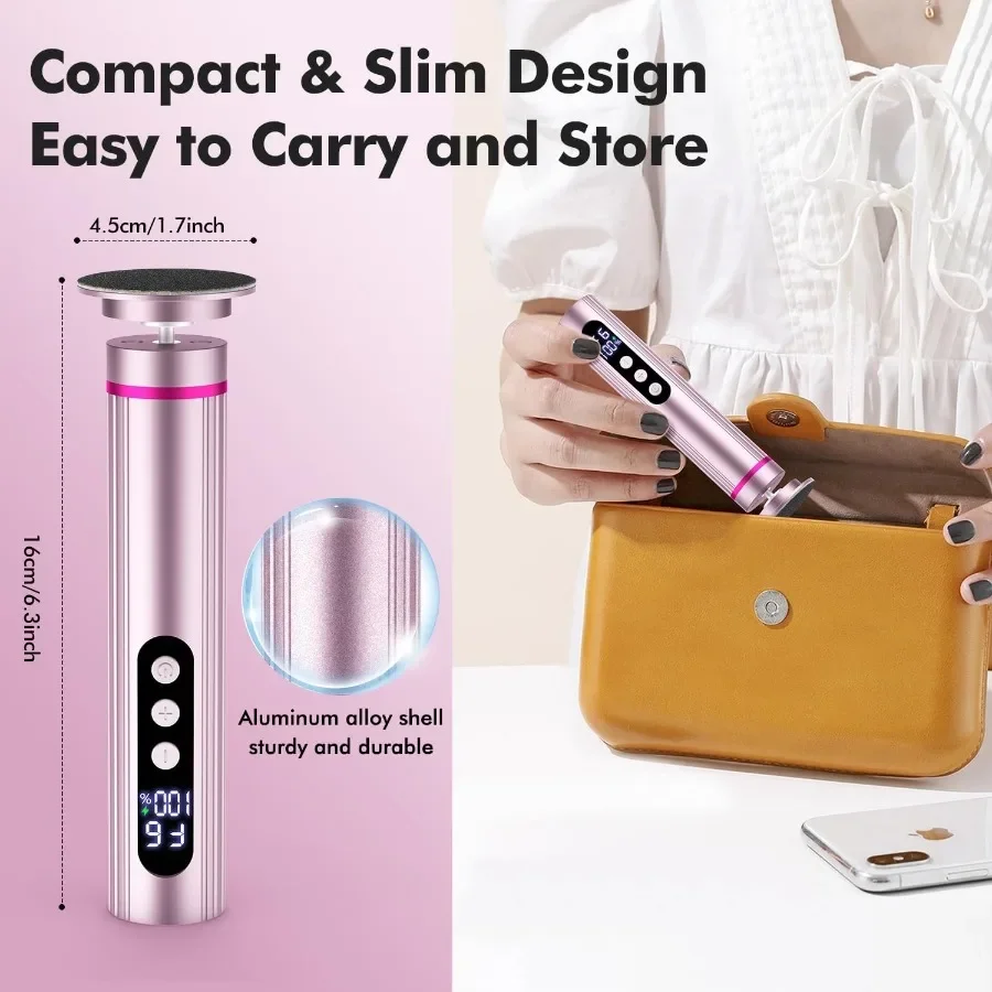 Removedor de callos de pies eléctrico inalámbrico 2 en 1 con herramientas de pedicura profesionales de 13000RPM para uso doméstico San de pie de Metal recargable