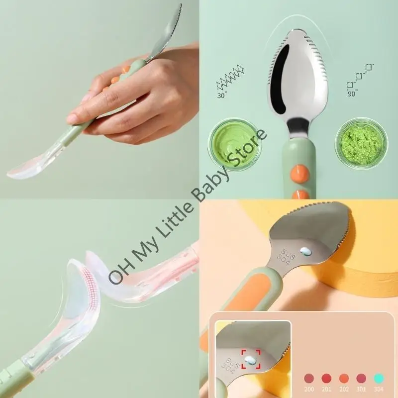 

M76C Fruit Scraping Mud Spoon Feeding Spoons Training Spoon Gift for Infants Babies