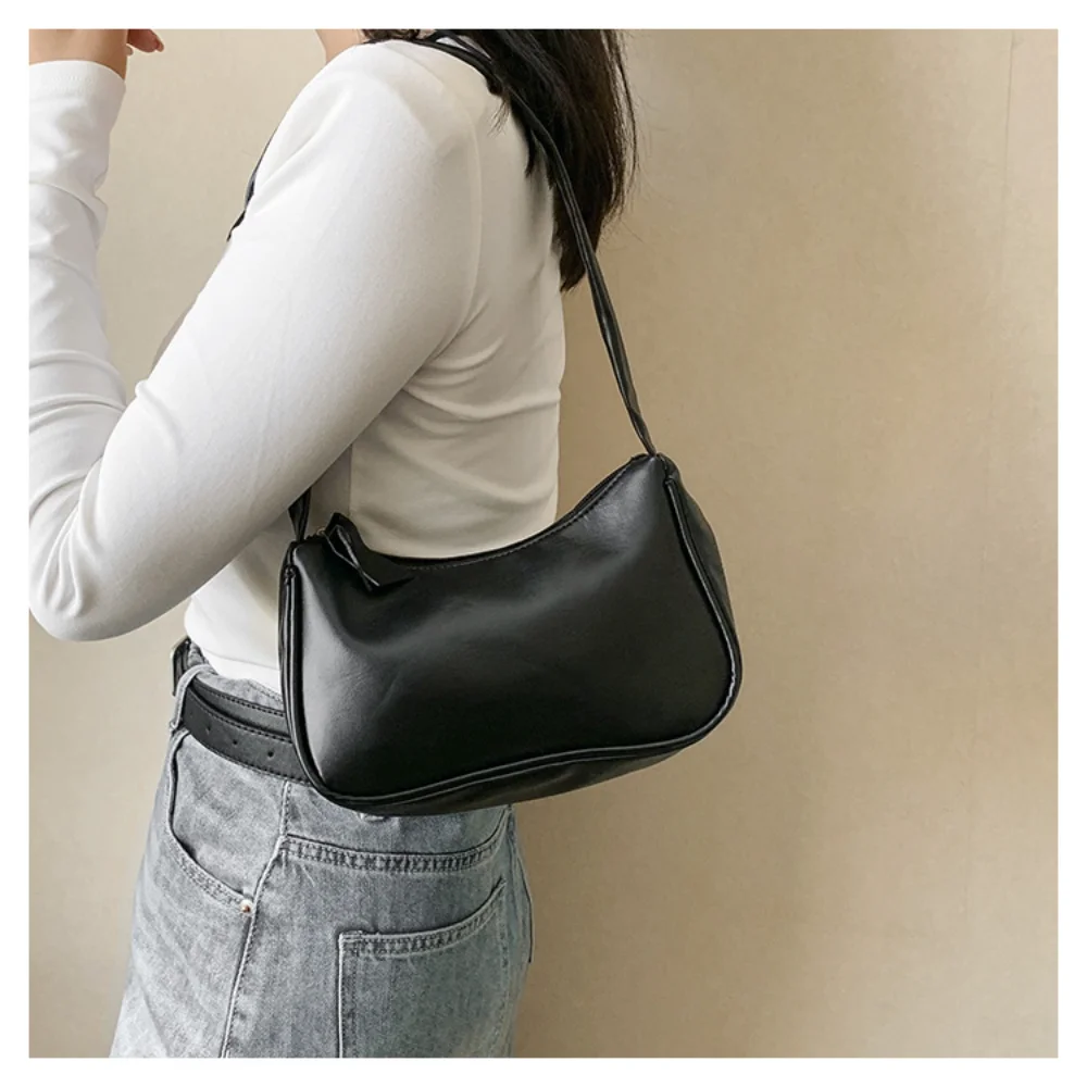 

Fashion Solid Color Shoulder Bag For Women PU Leather Armpit Handbag Casual Daily Underarm Bag Gilrs Shopping Purse